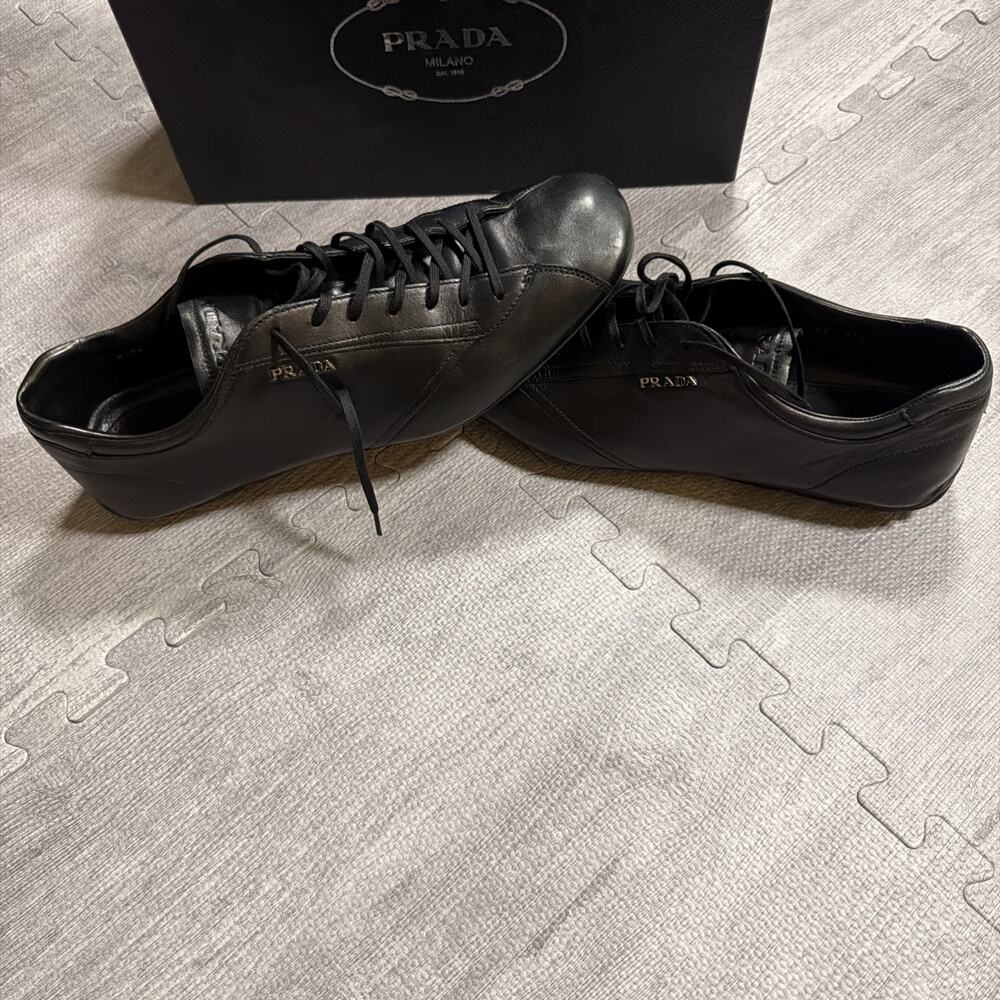 Prada Milano Mens Black Nappa Leather Sneakers US 11.5/UK10.5/EU 44.5
